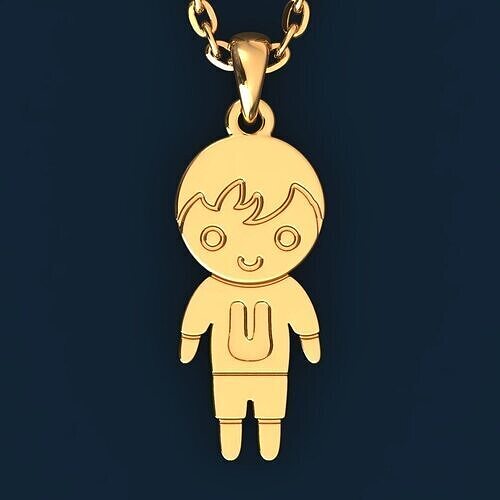 Boy with letter U 3D print model