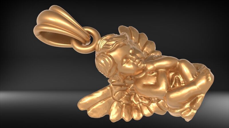baby angel pendant 3D print model_1