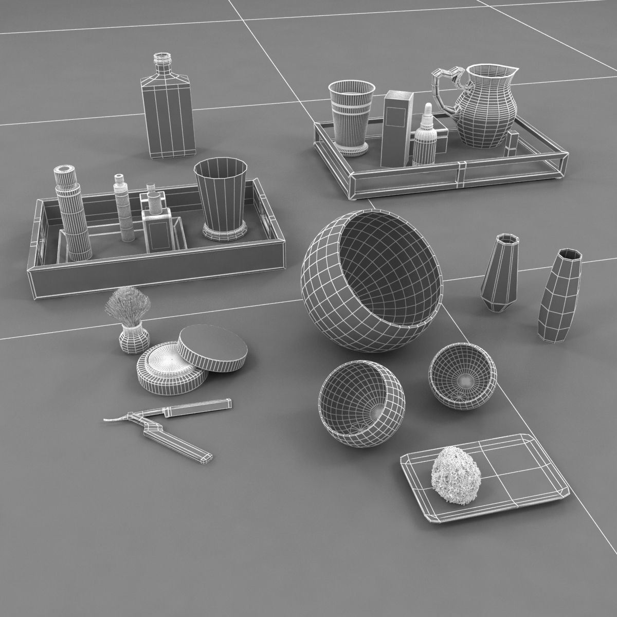 bathroom accessories set 3D model_9