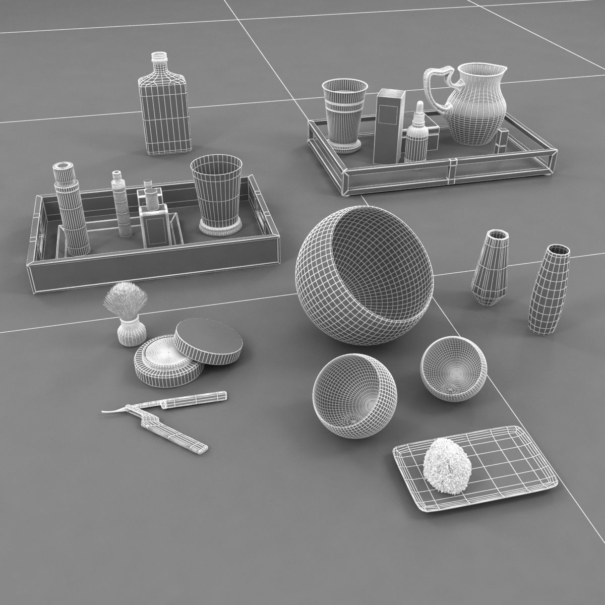 bathroom accessories set 3D model_8