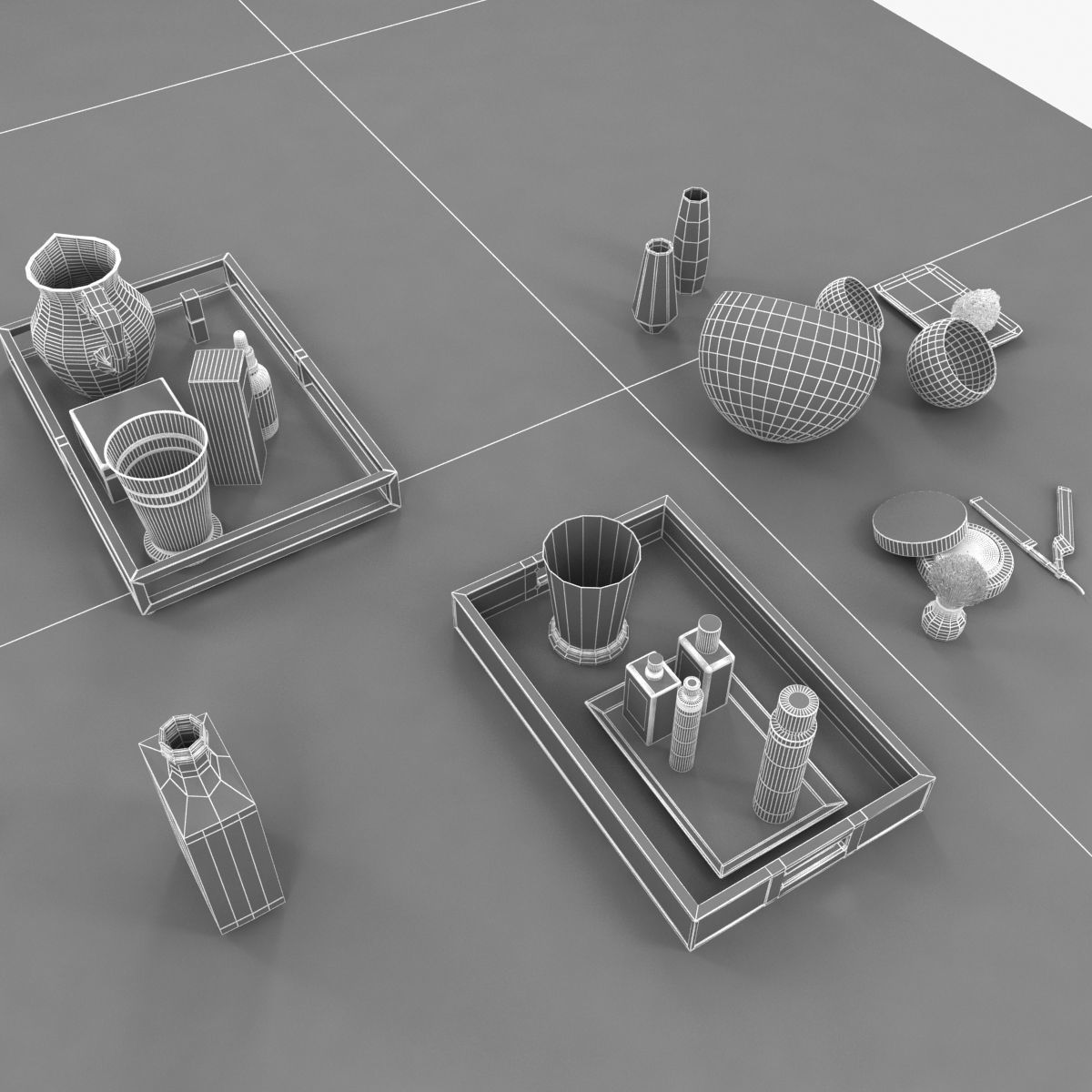 bathroom accessories set 3D model_7