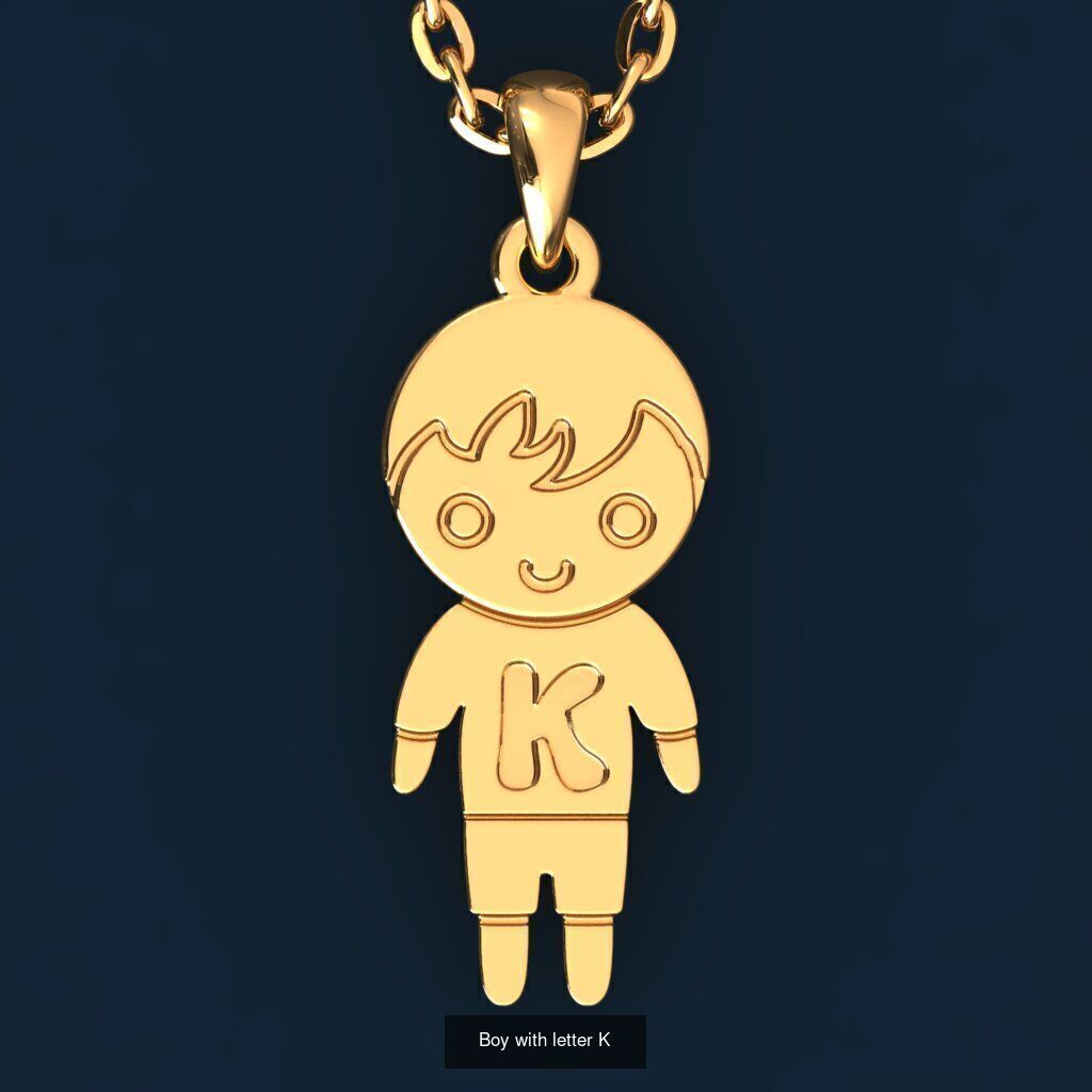  Charm Pendants Boy and Girl with Letters  3D Model Collection_16