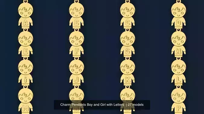  Charm Pendants Boy and Girl with Letters 