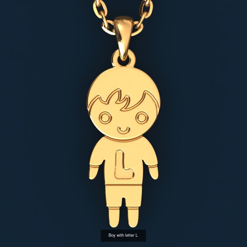  Charm Pendants Boy and Girl with Letters  3D Model Collection_17