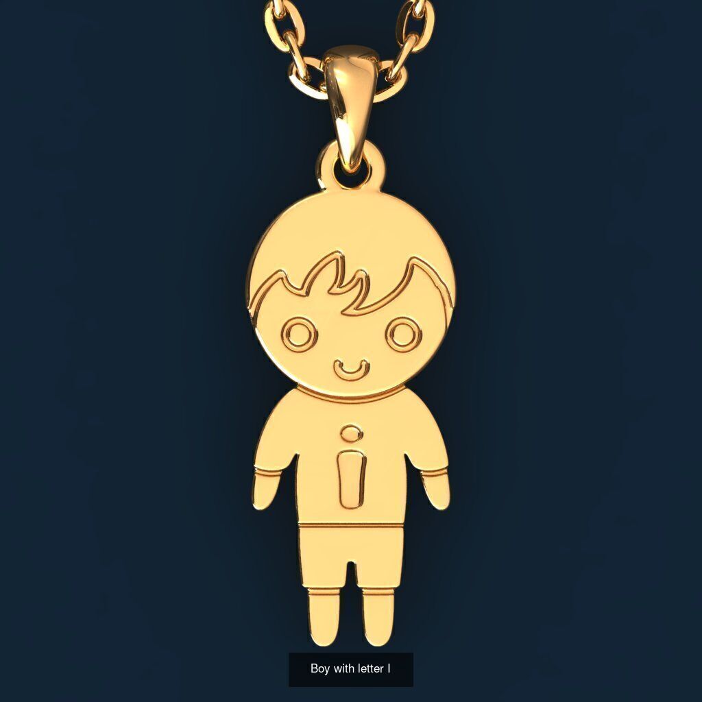  Charm Pendants Boy and Girl with Letters  3D Model Collection_14