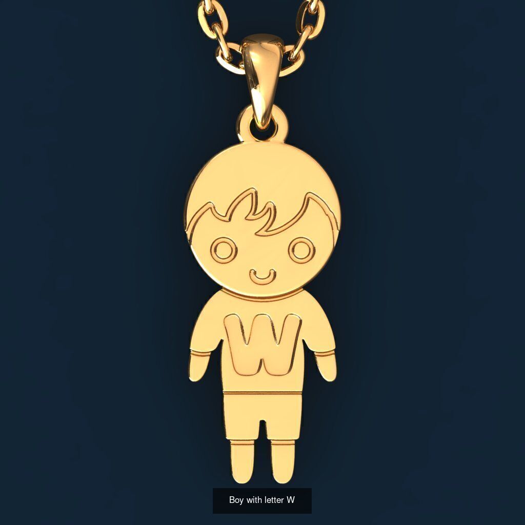  Charm Pendants Boy and Girl with Letters  3D Model Collection_28