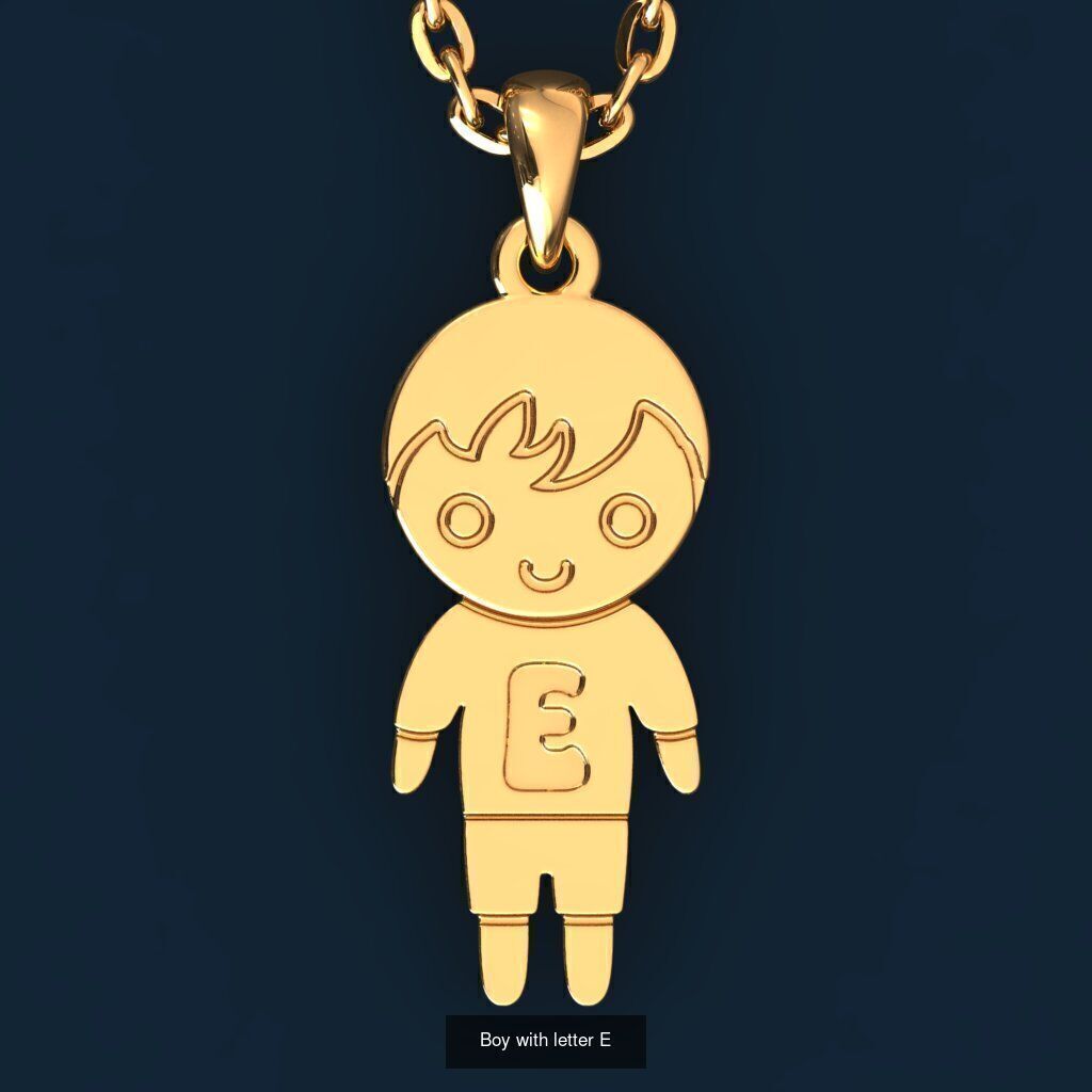  Charm Pendants Boy and Girl with Letters  3D Model Collection_10