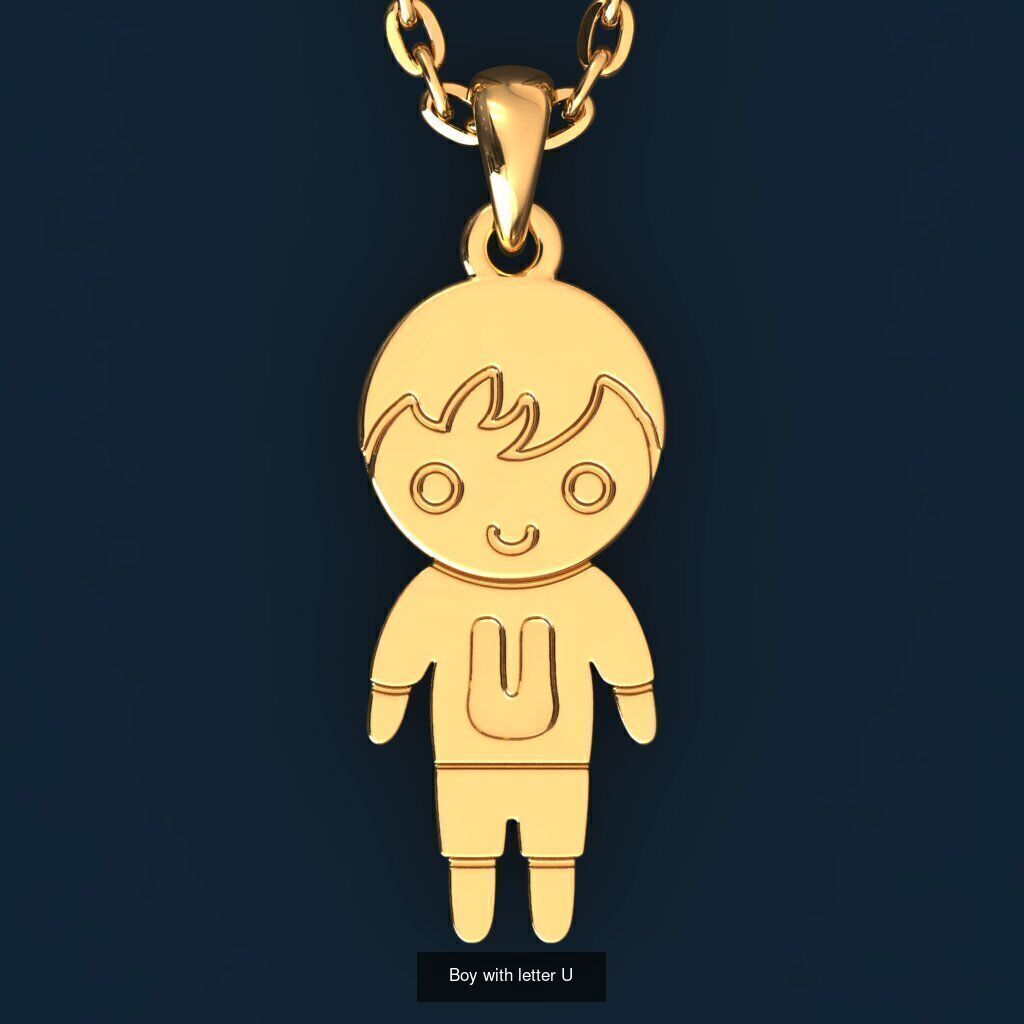  Charm Pendants Boy and Girl with Letters  3D Model Collection_26