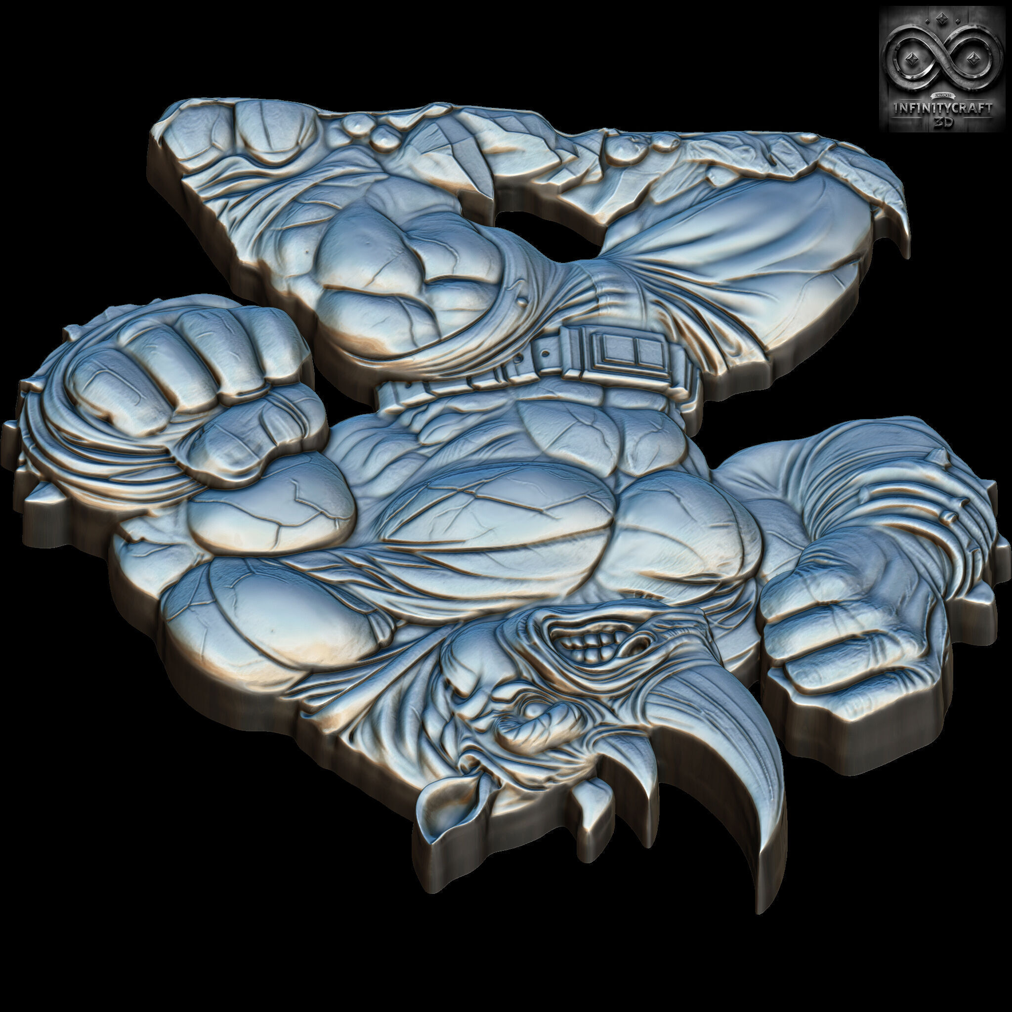 Monster Rhino Epic Fantasy Relief for Wall Art and 3D Display 3D print model_8