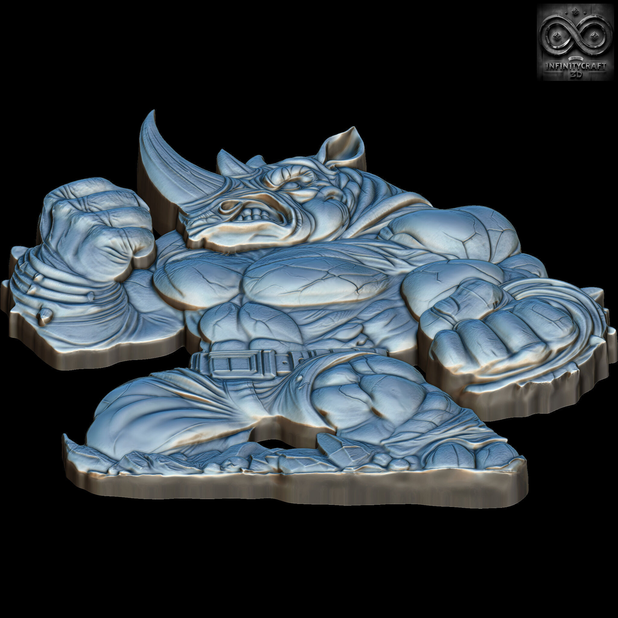 Monster Rhino Epic Fantasy Relief for Wall Art and 3D Display 3D print model_10