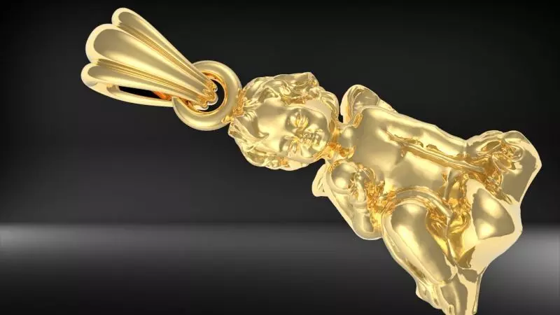 Vintage Jewelry Beautiful Angel With Pearl Pendant 3D print model