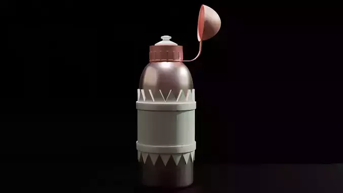 Modern Metallic Thermos Bottle 3D Render with Plastic 