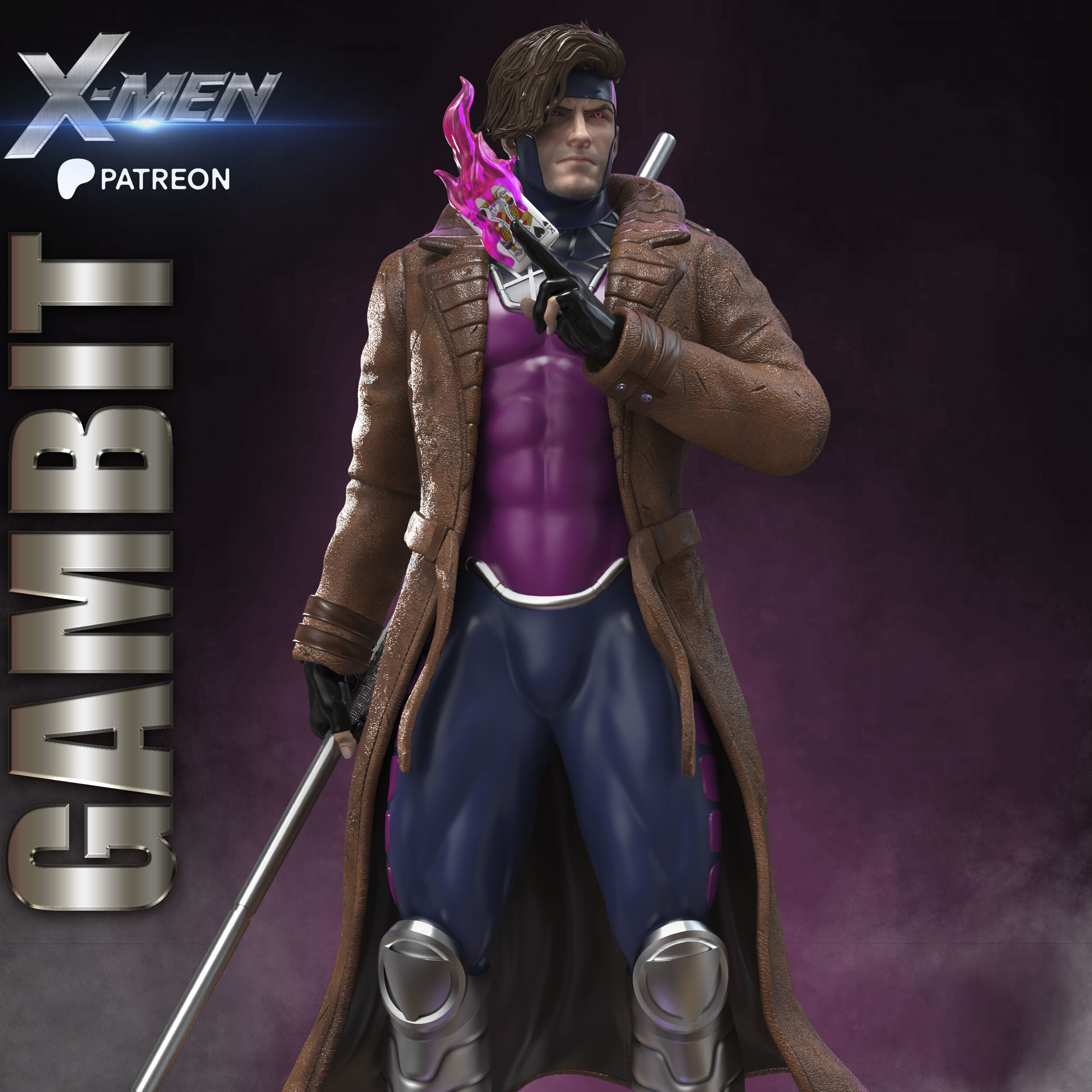 GAMBIT STL X-MEN PROJECT 3D print model_12