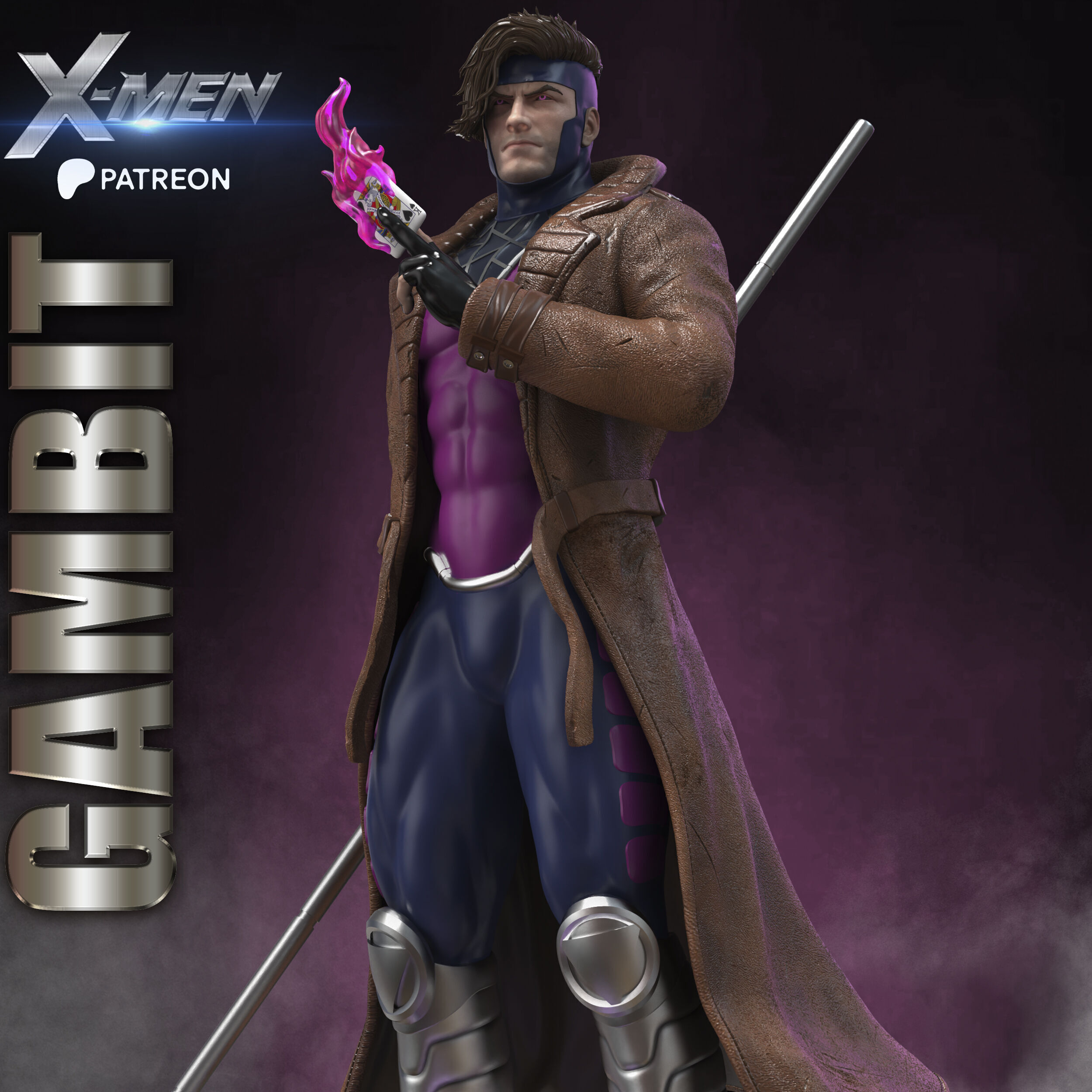 GAMBIT STL X-MEN PROJECT 3D print model_11