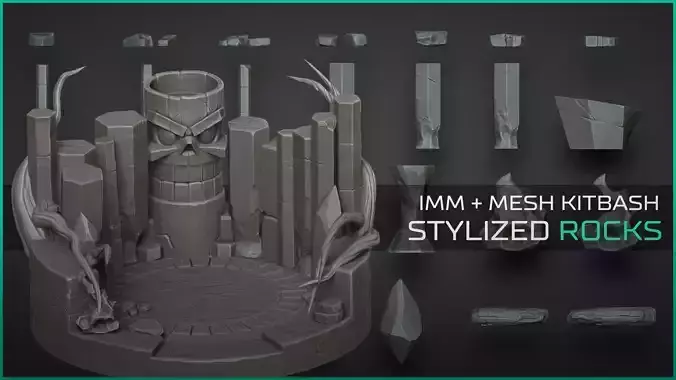 Stylized Rocks - Over 40 Insert mesh Zbrush