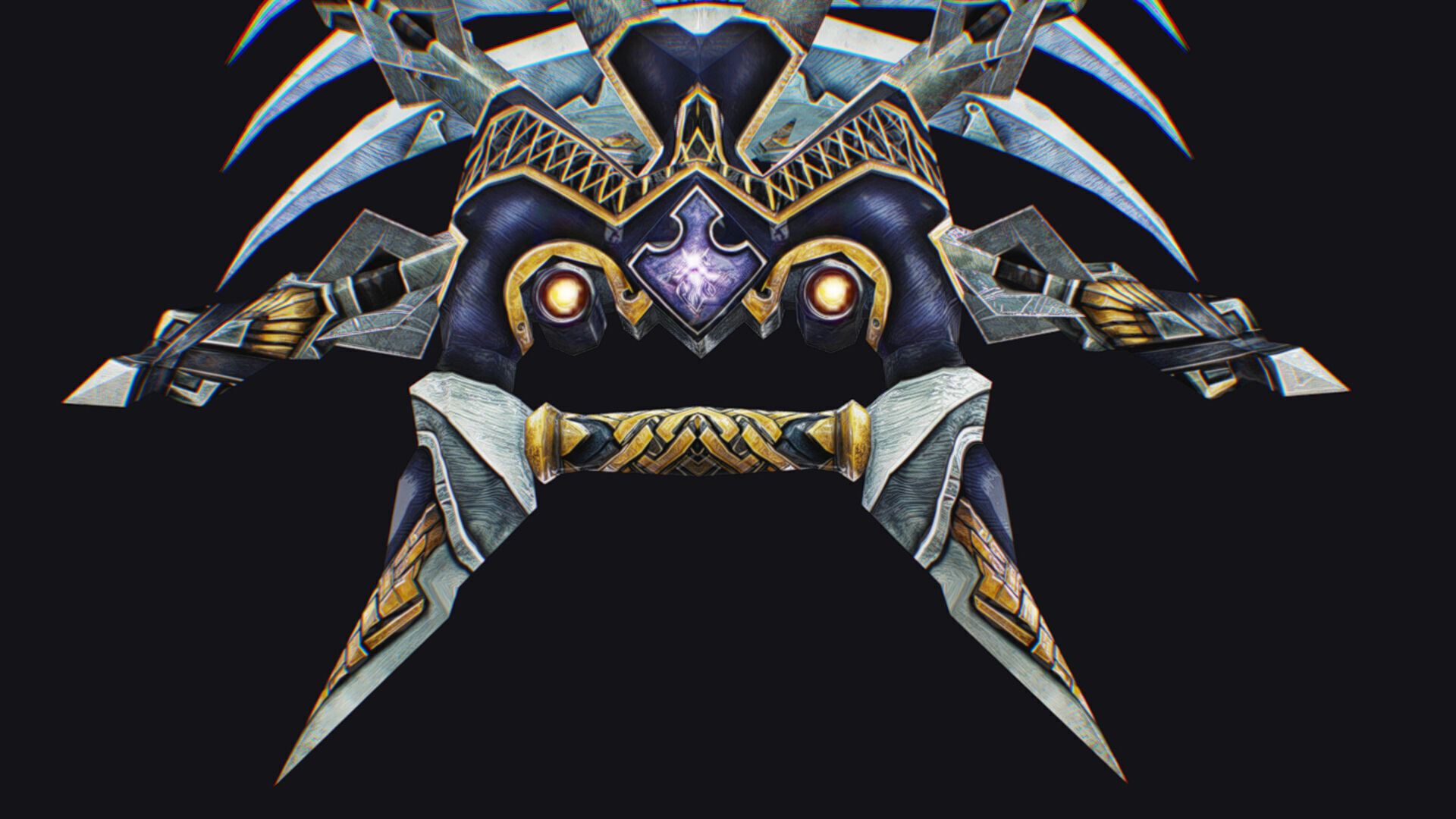 Cross Shuriken War Fan Cutting Asian Edged Weapon Low-poly 3D model_11