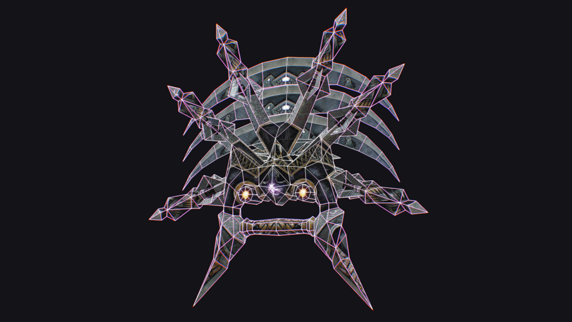 Cross Shuriken War Fan Cutting Asian Edged Weapon Low-poly 3D model_16