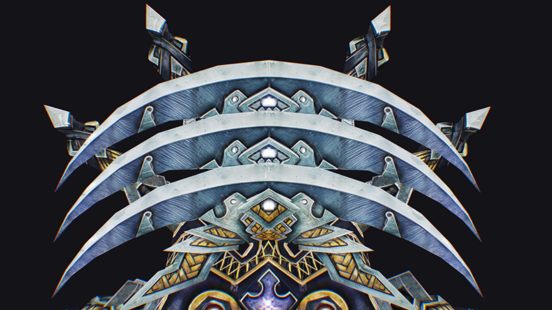 Cross Shuriken War Fan Cutting Asian Edged Weapon Low-poly 3D model_8