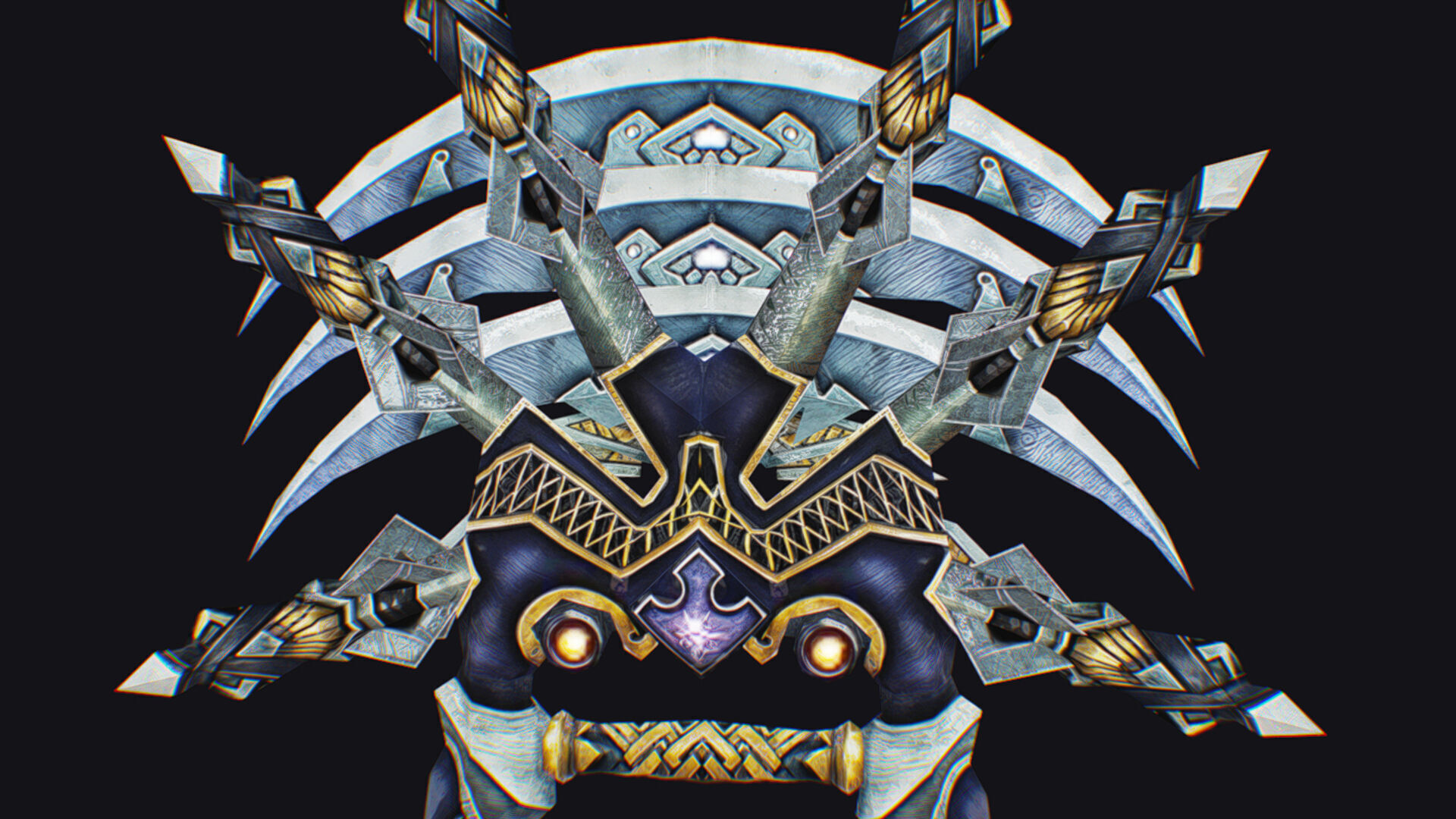 Cross Shuriken War Fan Cutting Asian Edged Weapon Low-poly 3D model_12