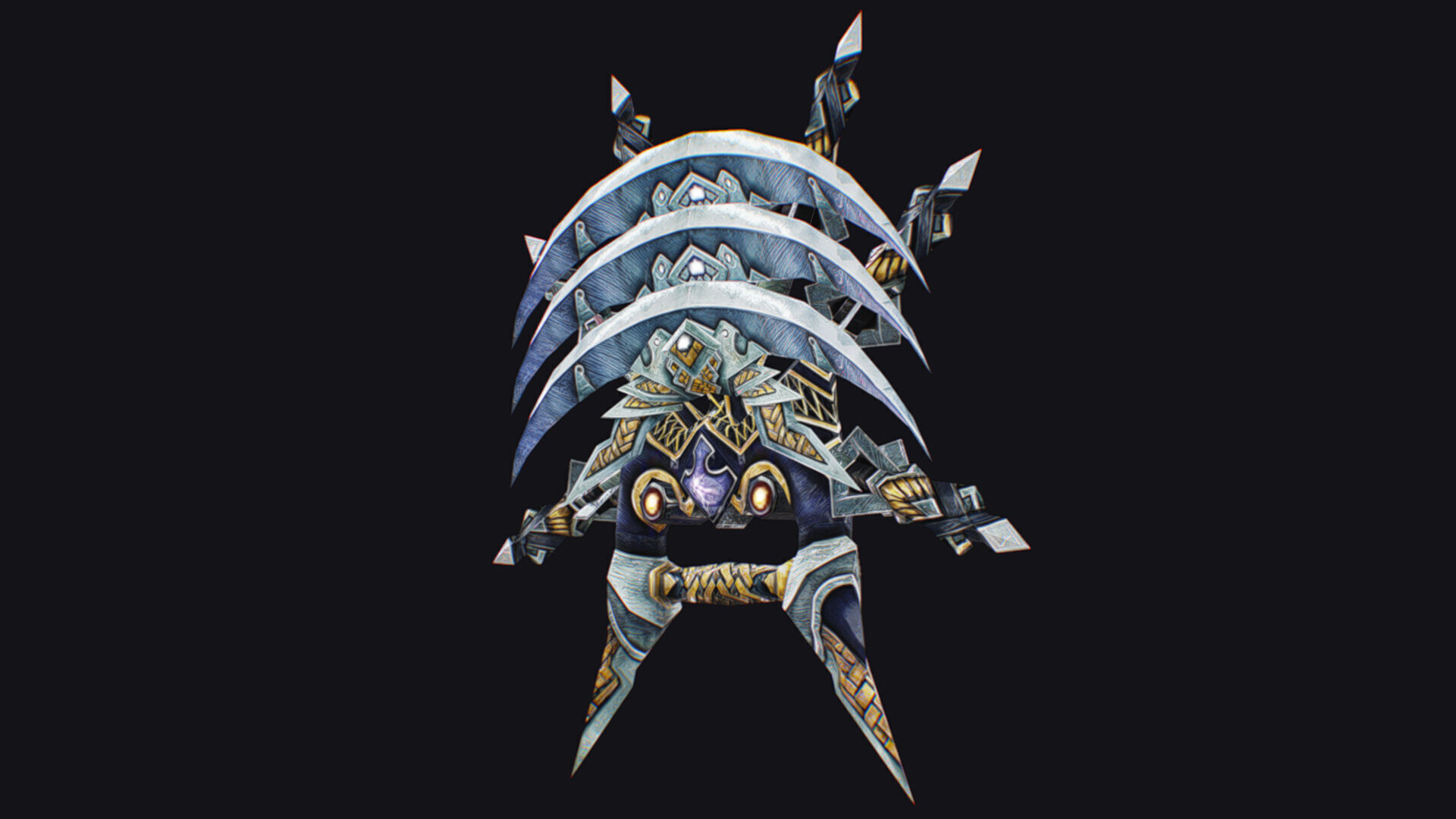 Cross Shuriken War Fan Cutting Asian Edged Weapon Low-poly 3D model_2