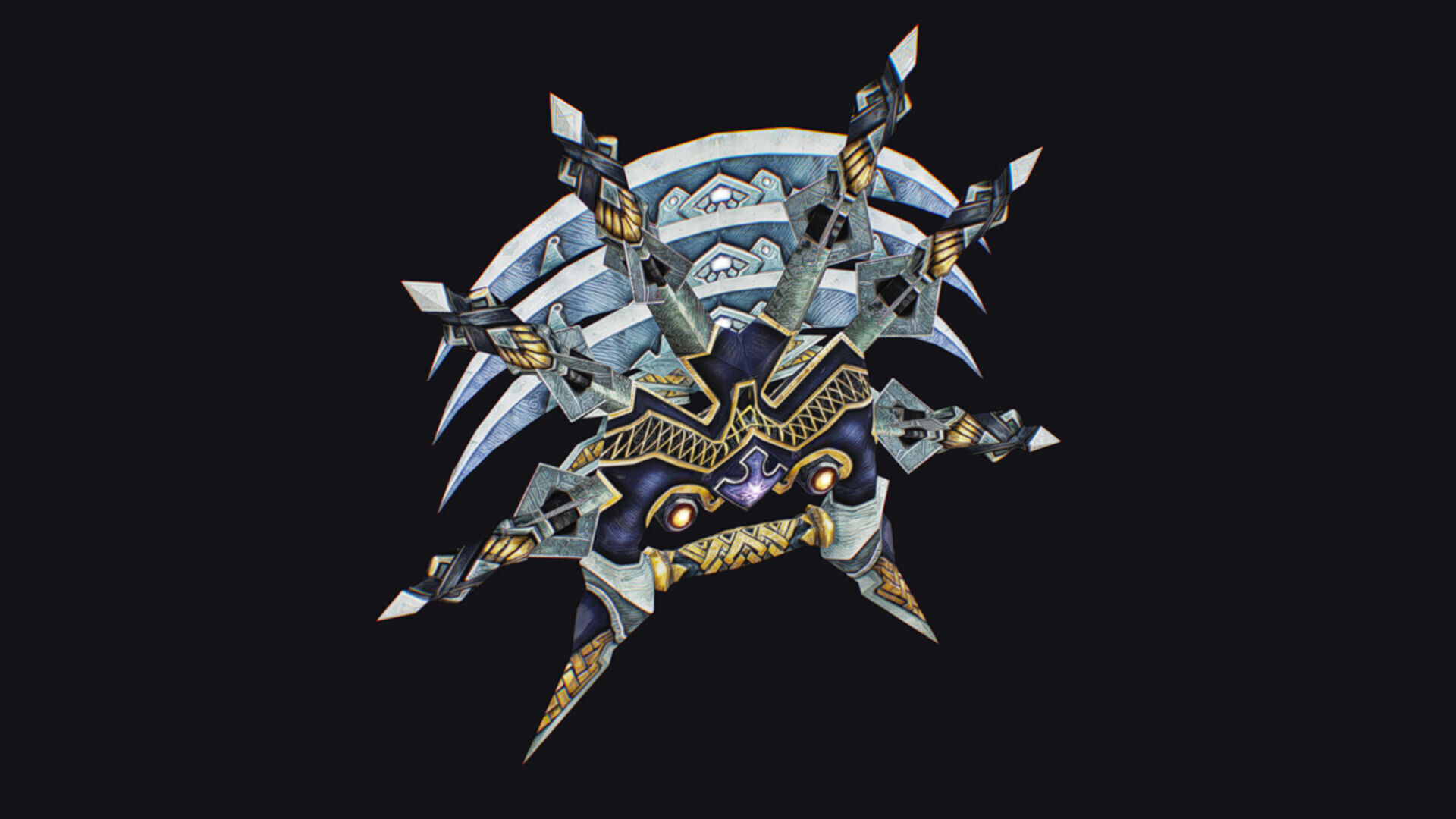 Cross Shuriken War Fan Cutting Asian Edged Weapon Low-poly 3D model_5