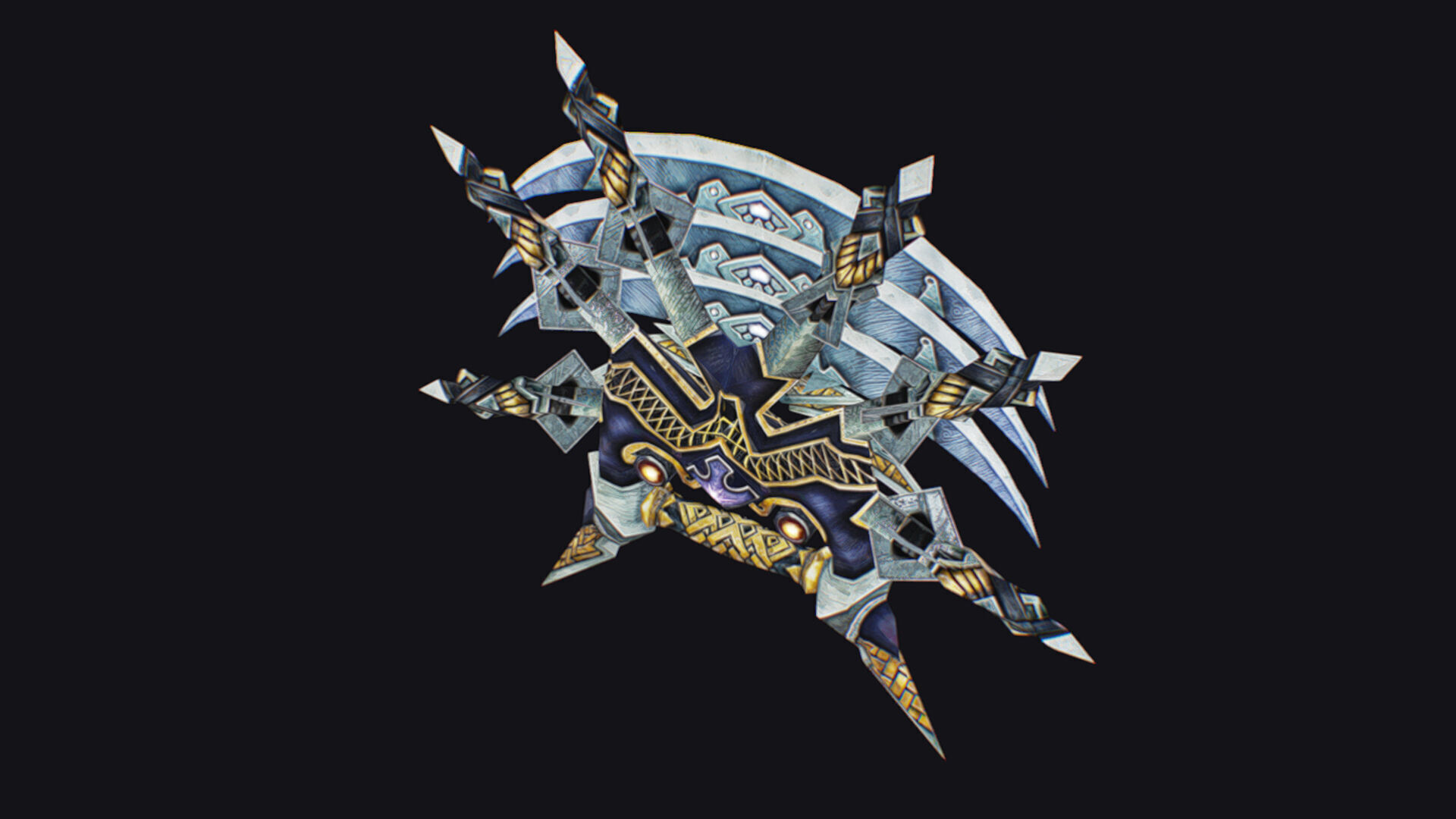 Cross Shuriken War Fan Cutting Asian Edged Weapon Low-poly 3D model_6