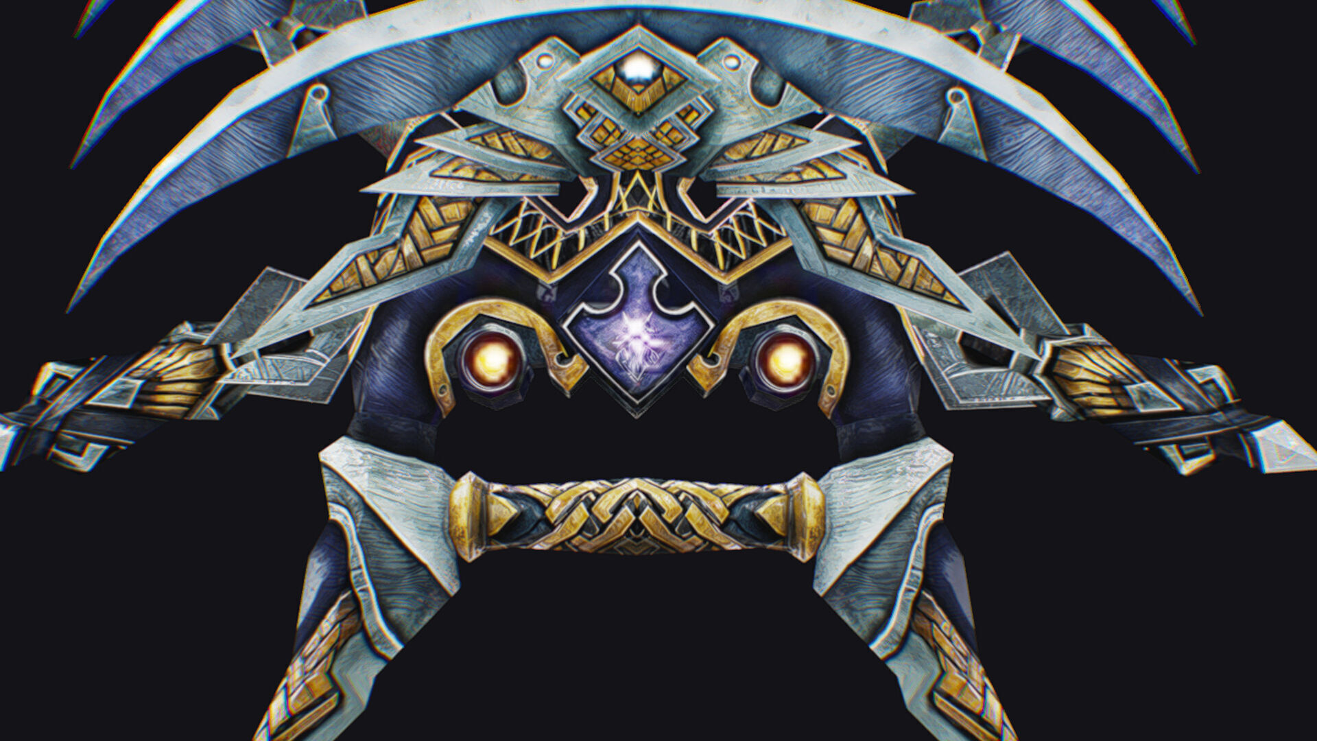 Cross Shuriken War Fan Cutting Asian Edged Weapon Low-poly 3D model_9