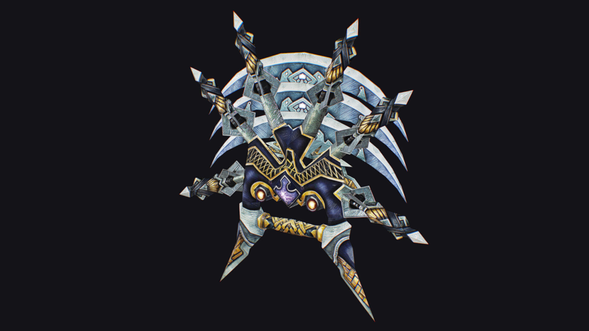 Cross Shuriken War Fan Cutting Asian Edged Weapon Low-poly 3D model_7