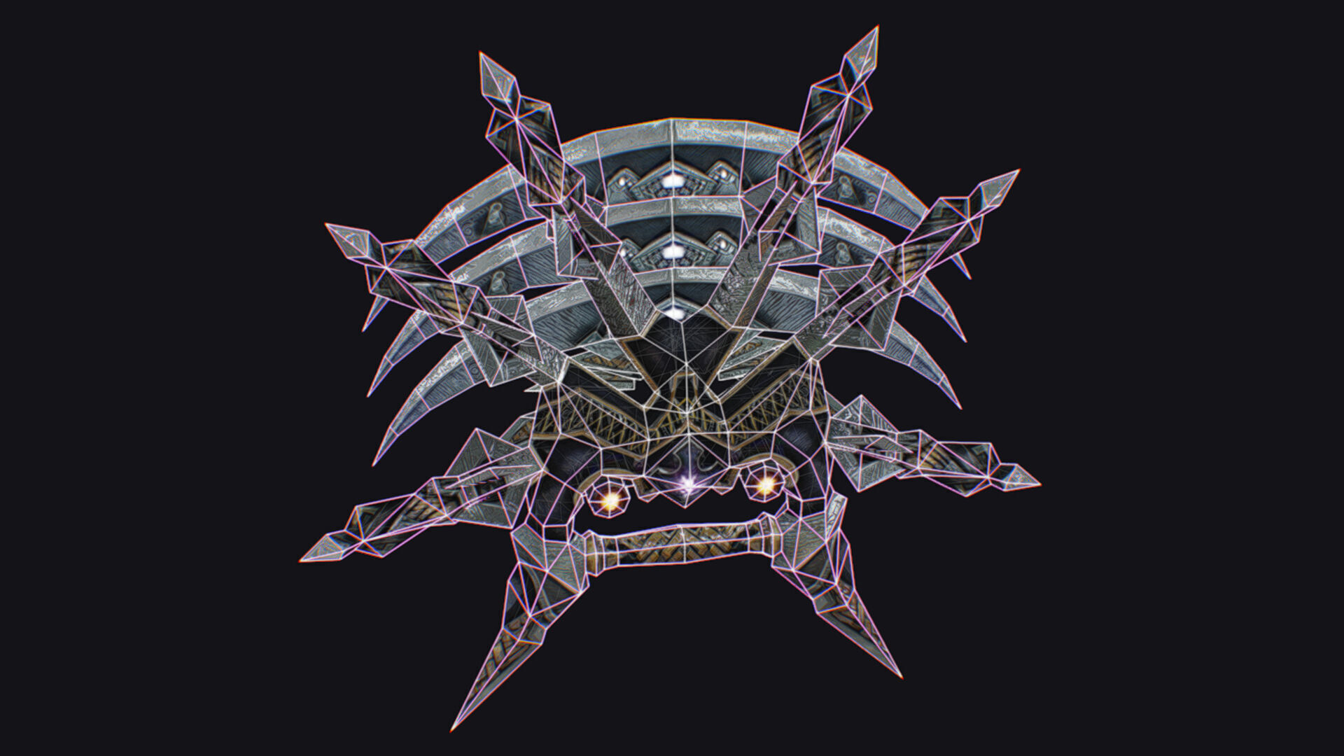 Cross Shuriken War Fan Cutting Asian Edged Weapon Low-poly 3D model_15