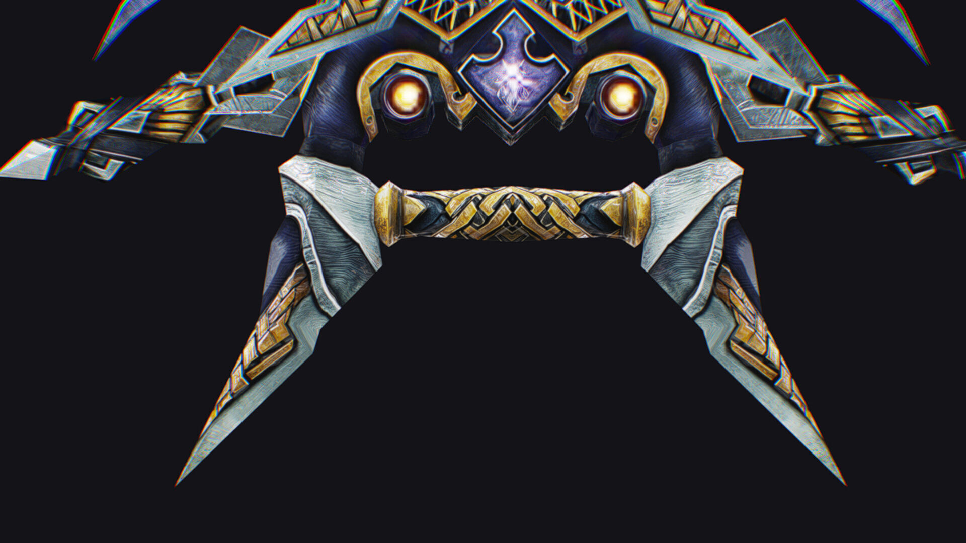 Cross Shuriken War Fan Cutting Asian Edged Weapon Low-poly 3D model_10