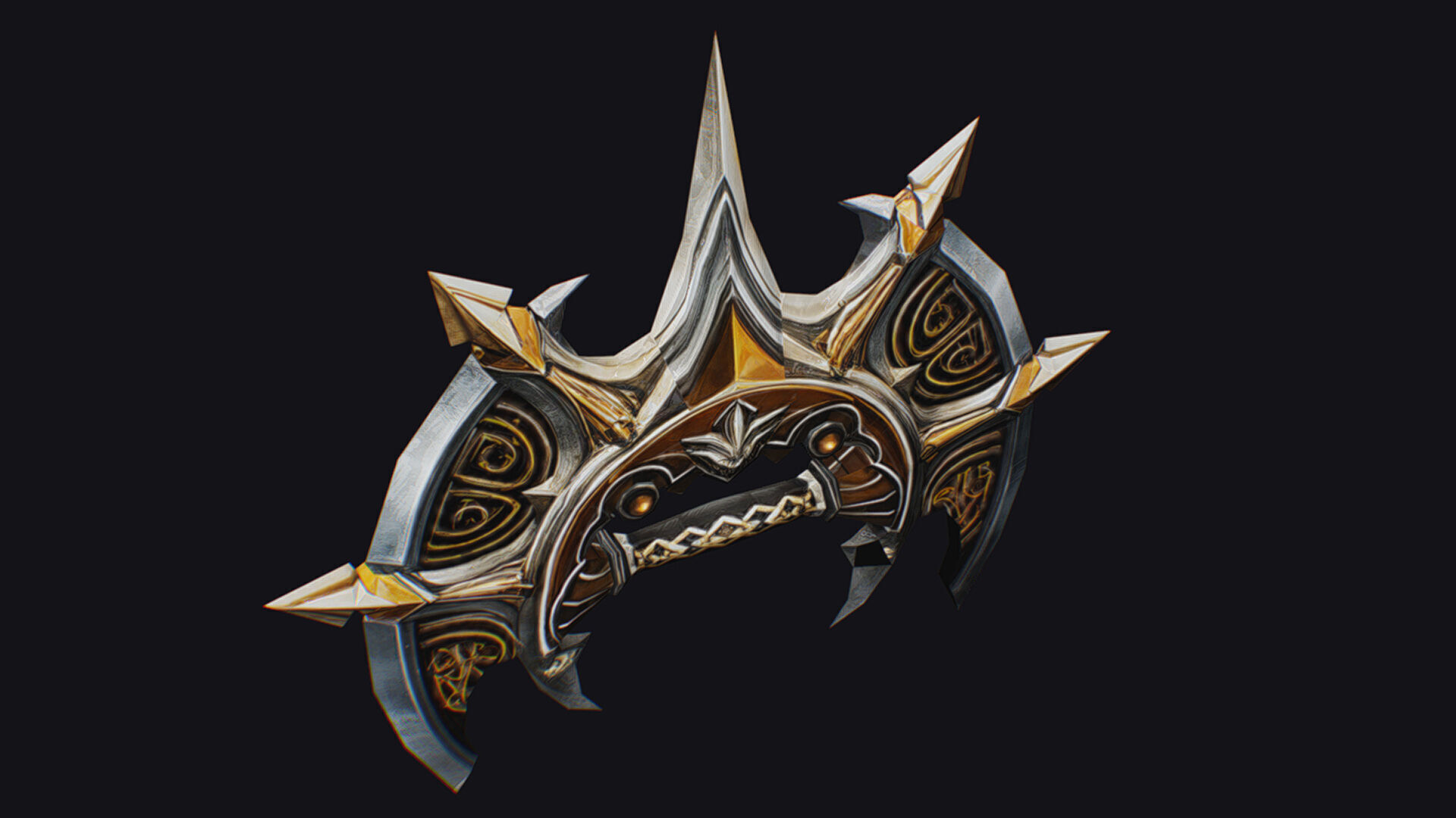 Cross Shuriken War Fan Cutting Asian Edged Weapon Low-poly 3D model_5