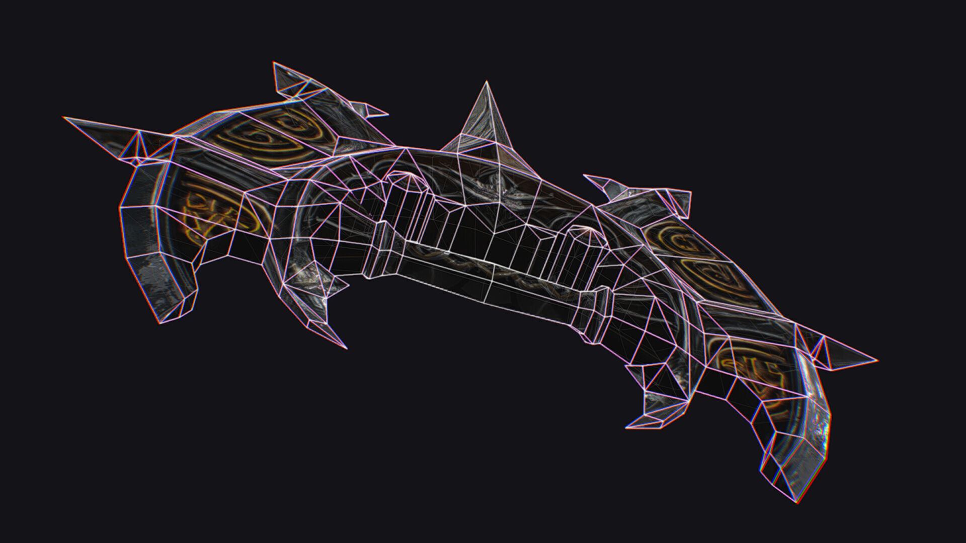 Cross Shuriken War Fan Cutting Asian Edged Weapon Low-poly 3D model_15