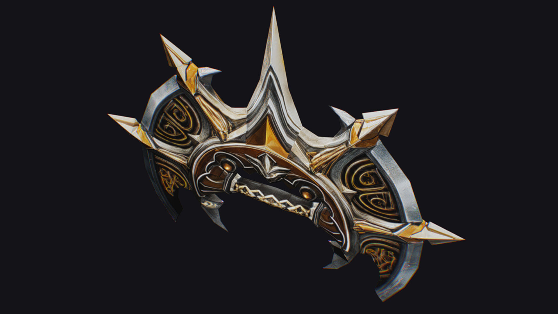 Cross Shuriken War Fan Cutting Asian Edged Weapon Low-poly 3D model_6