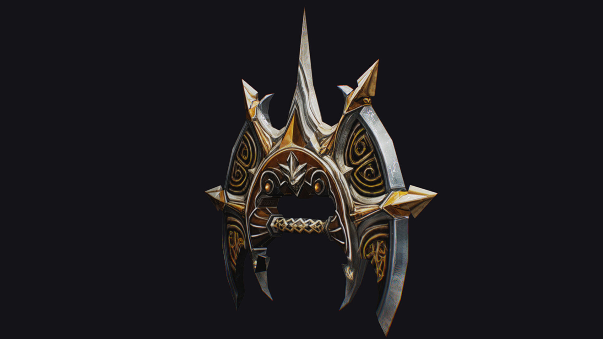 Cross Shuriken War Fan Cutting Asian Edged Weapon Low-poly 3D model_2