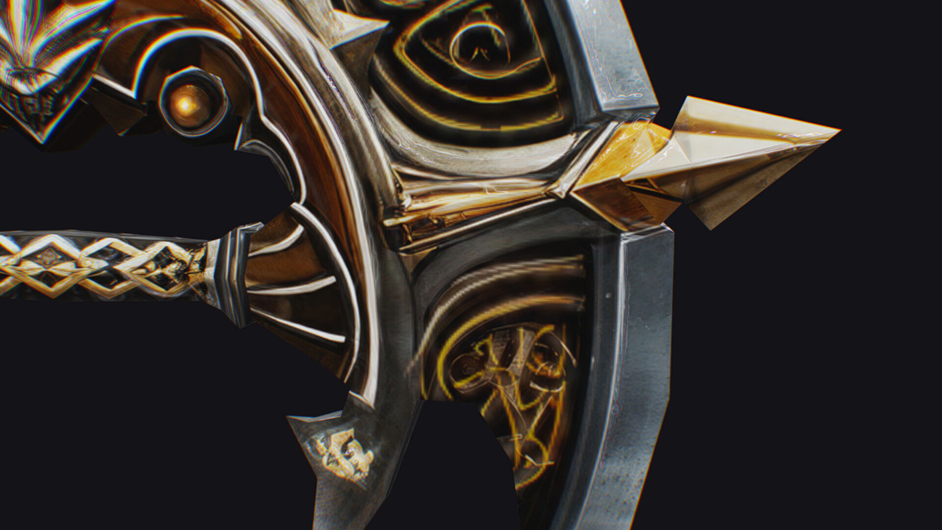 Cross Shuriken War Fan Cutting Asian Edged Weapon Low-poly 3D model_10