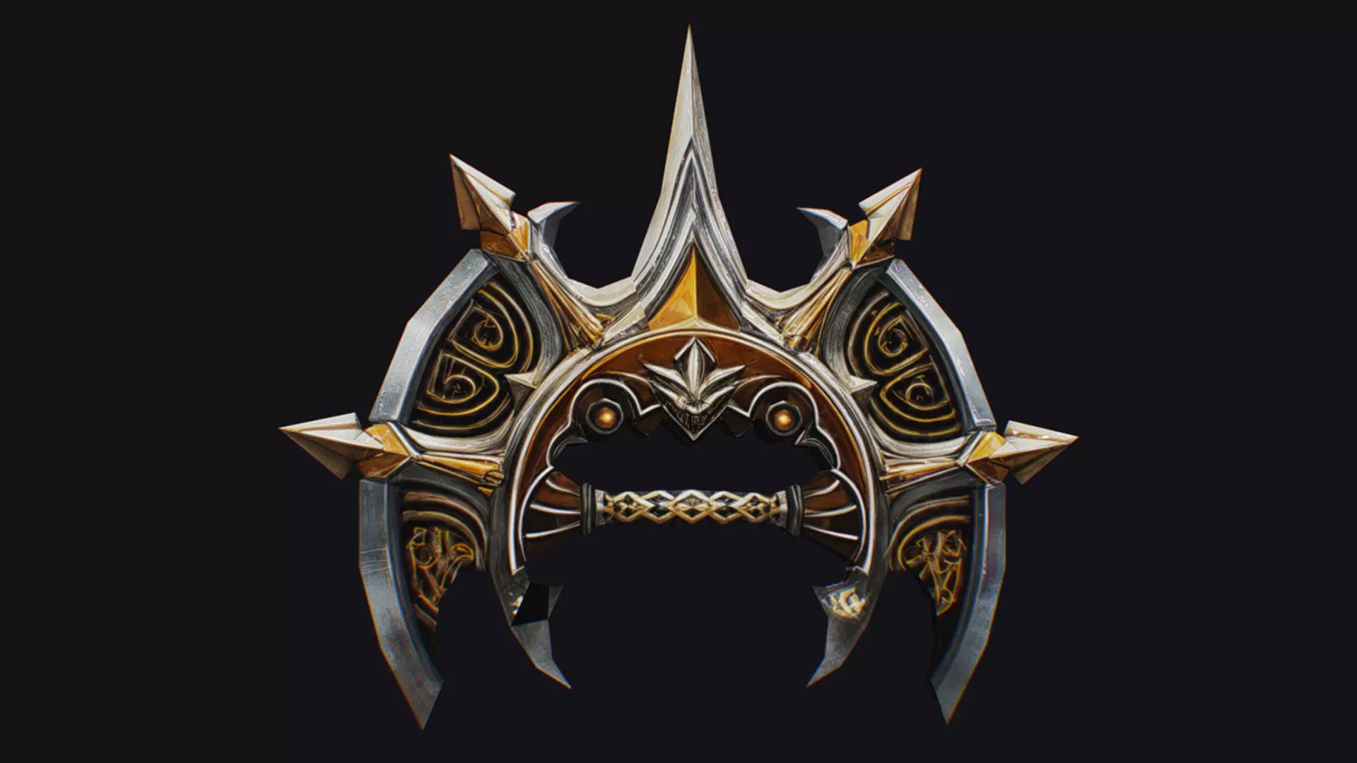 Cross Shuriken War Fan Cutting Asian Edged Weapon Low-poly 3D model_0