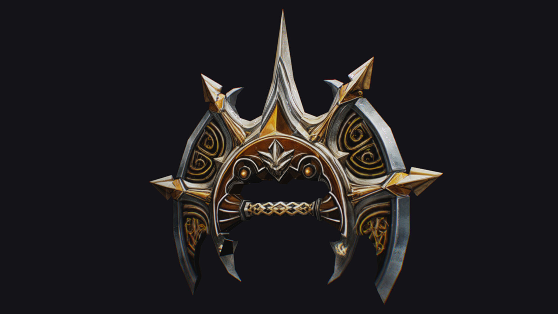 Cross Shuriken War Fan Cutting Asian Edged Weapon Low-poly 3D model_1