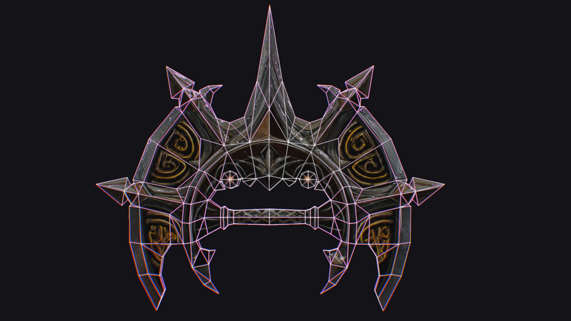 Cross Shuriken War Fan Cutting Asian Edged Weapon Low-poly 3D model_13