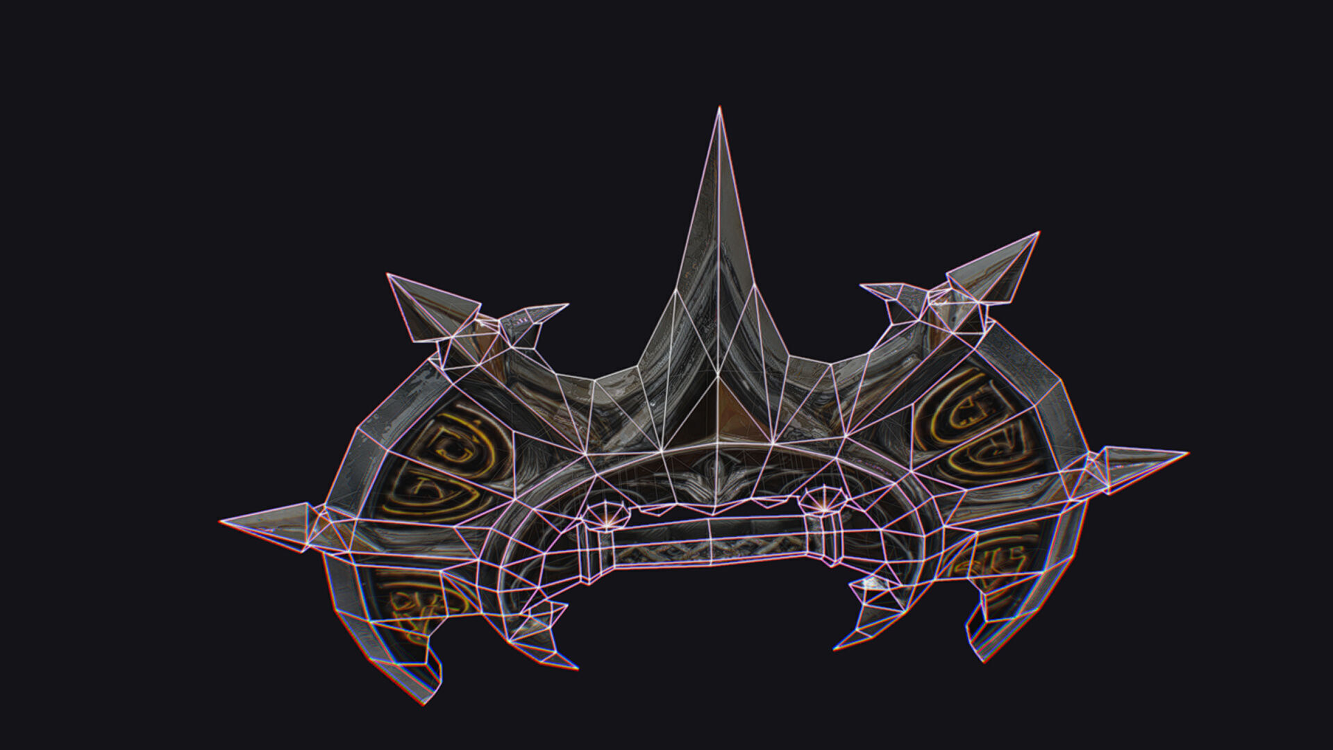 Cross Shuriken War Fan Cutting Asian Edged Weapon Low-poly 3D model_14