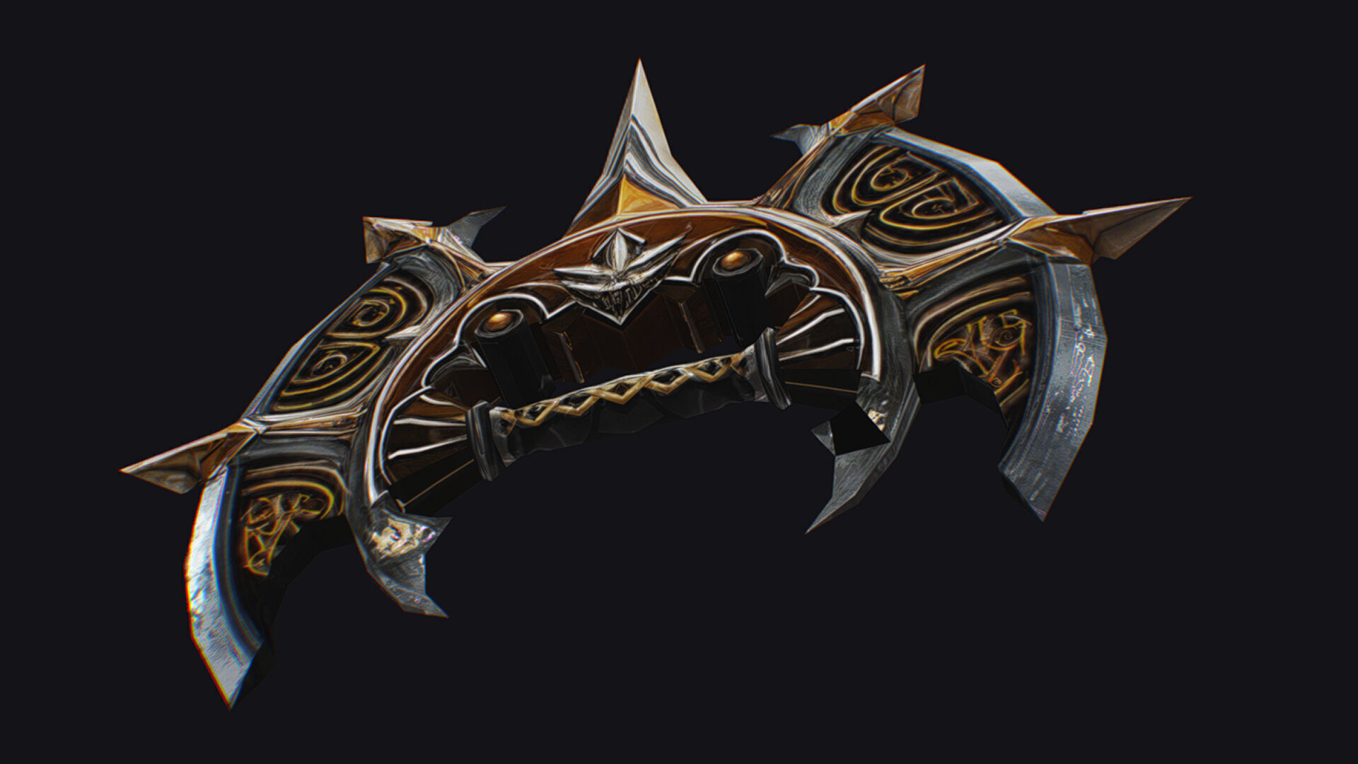 Cross Shuriken War Fan Cutting Asian Edged Weapon Low-poly 3D model_7