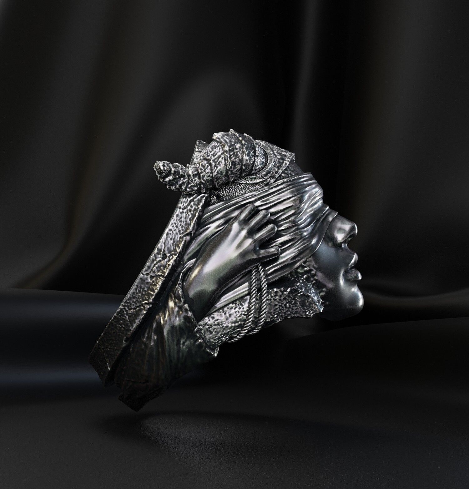 Jewelry Vikings Ring Demoness Hell 2024 - V1 3D print model 3D print model_14