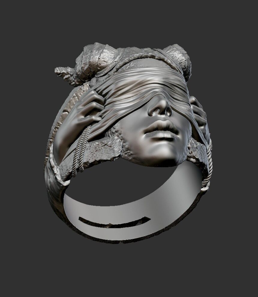 Jewelry Vikings Ring Demoness Hell 2024 - V1 3D print model 3D print model_9