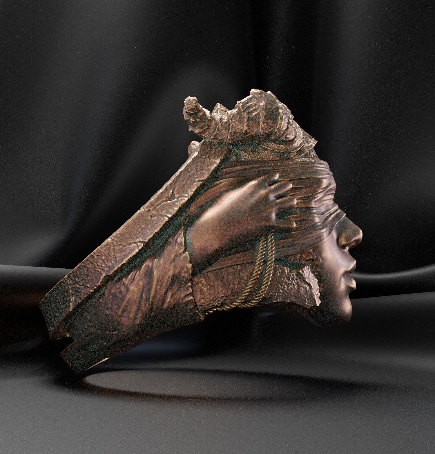 Jewelry Vikings Ring Demoness Hell 2024 - V1 3D print model 3D print model_13