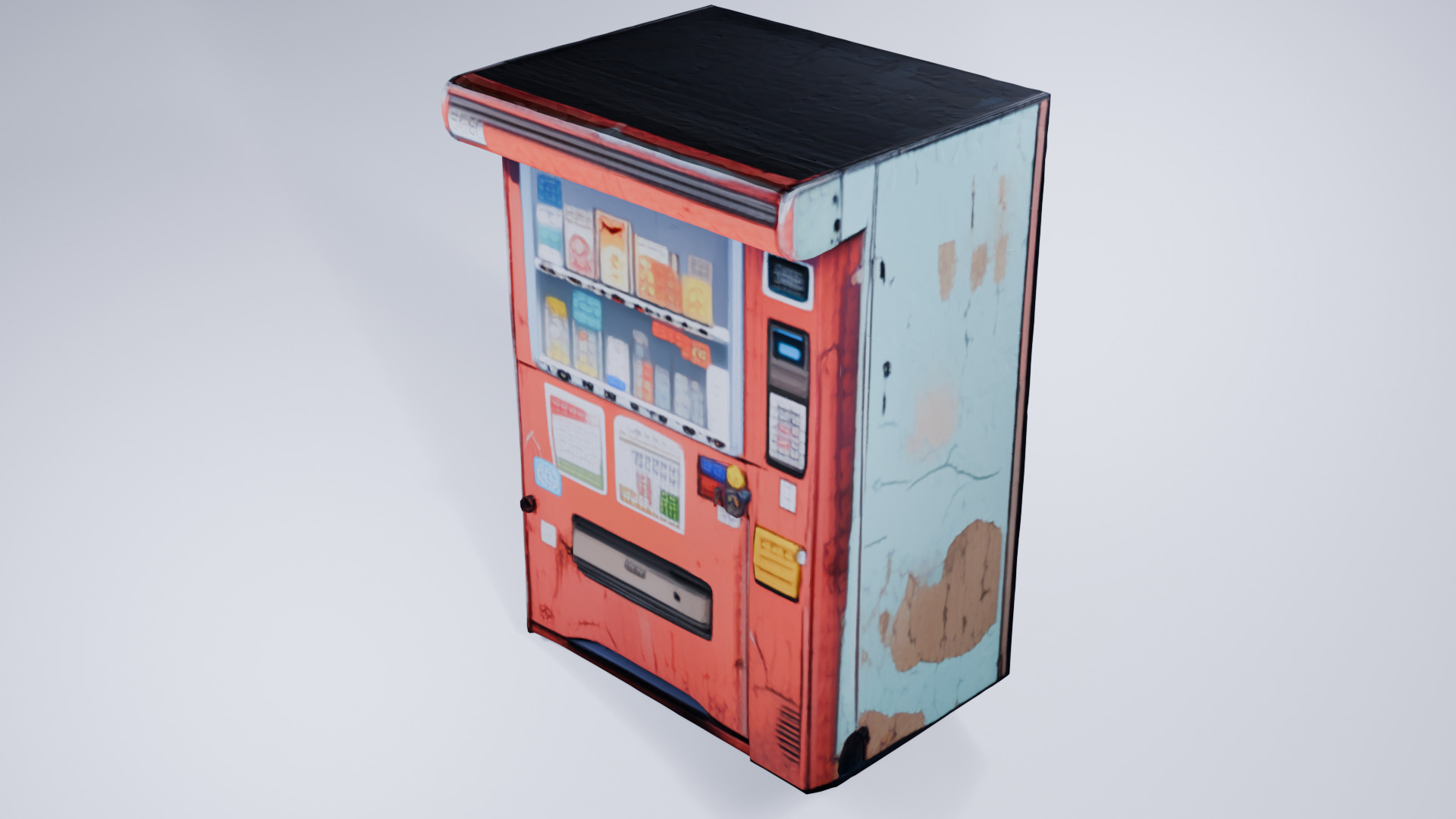 Stylized Low Poly Vending Machine - Cigarettes and Products 3D model_3