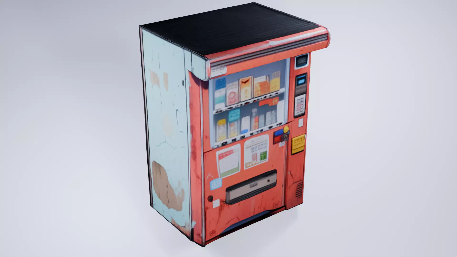 Stylized Low Poly Vending Machine - Cigarettes and Products 3D model_0