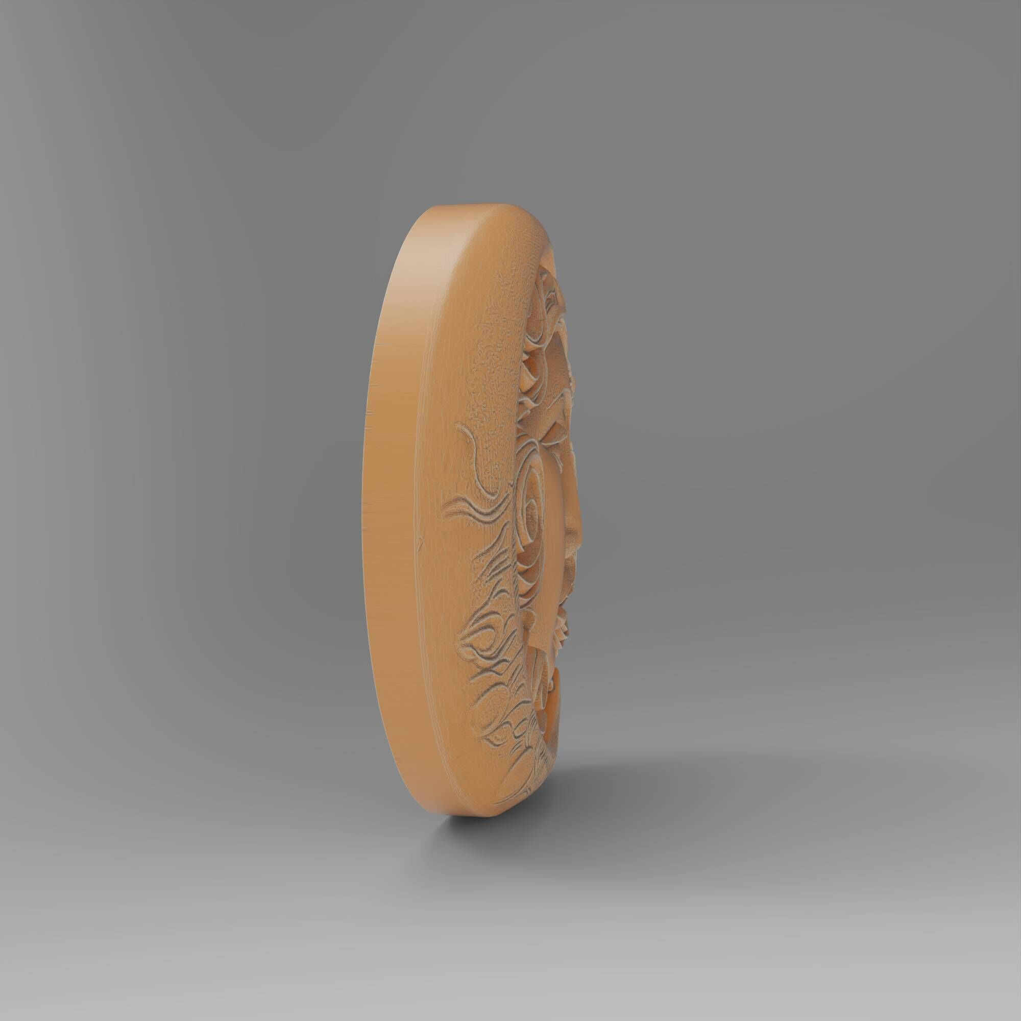 Moon and Sun Face Hug Round Wall Plaque Pendant 3D print model_4