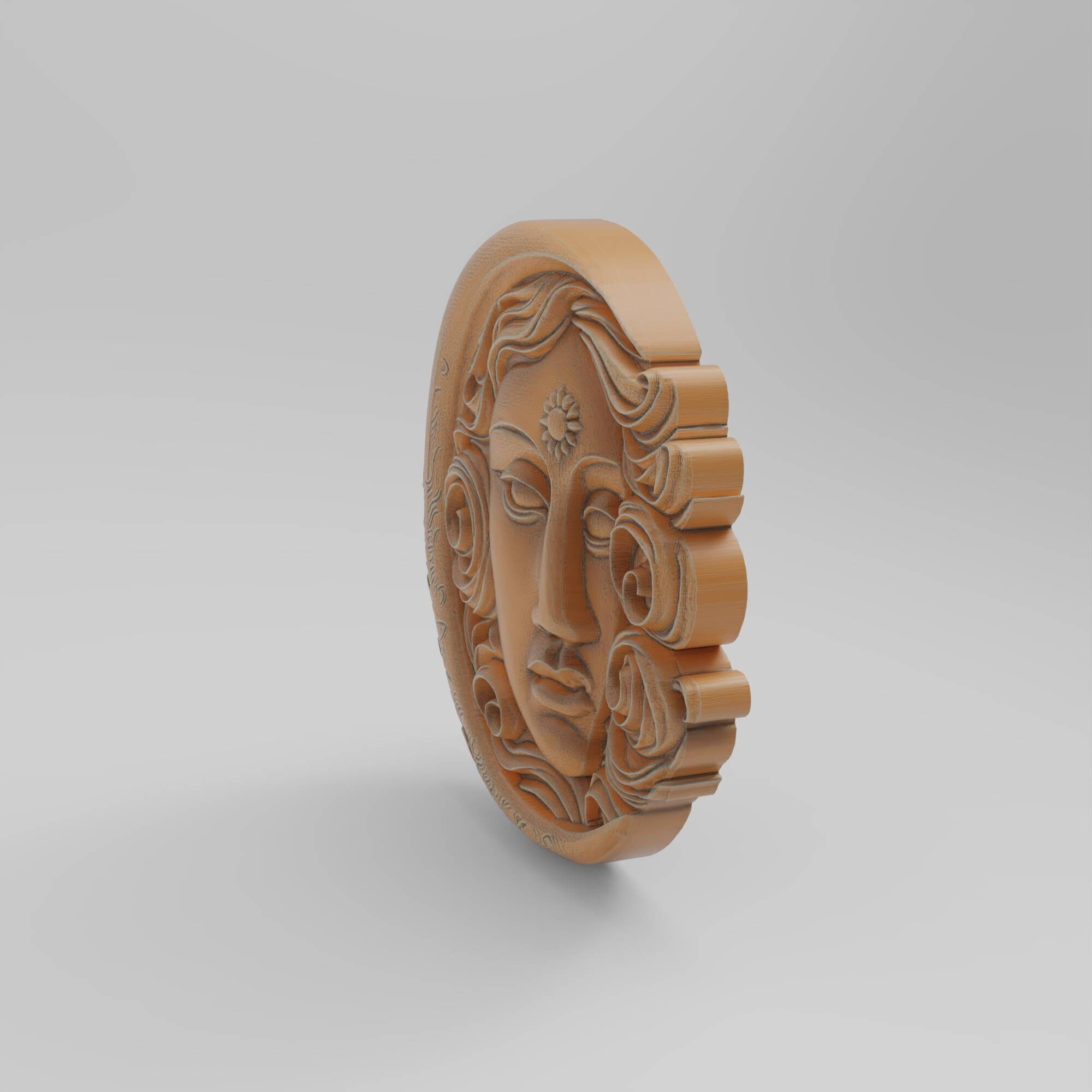 Moon and Sun Face Hug Round Wall Plaque Pendant 3D print model_7