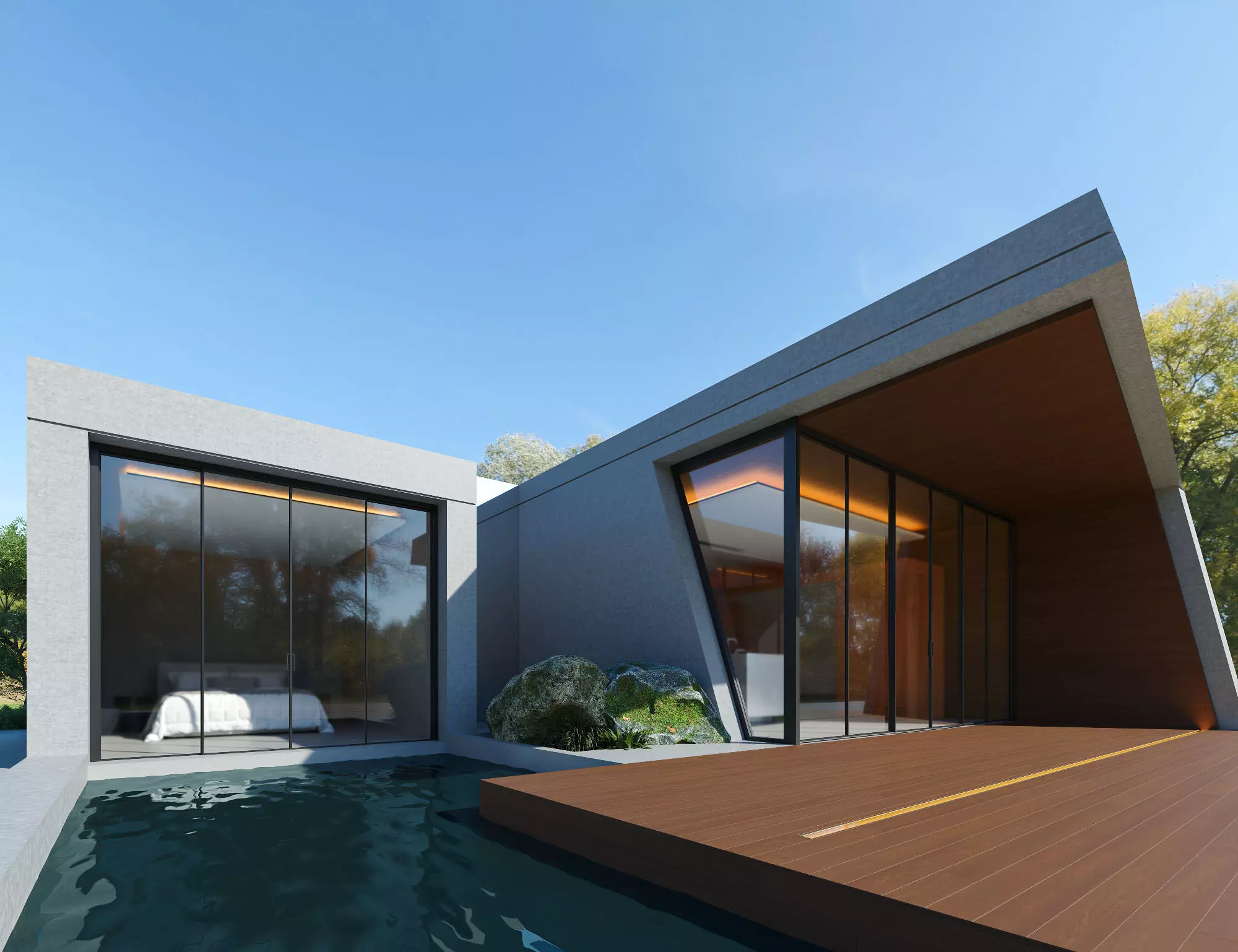 Modern Villa Exterior Design 3D model_0