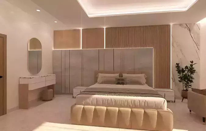  Highly detailed bedroom with dressing 3d model scene