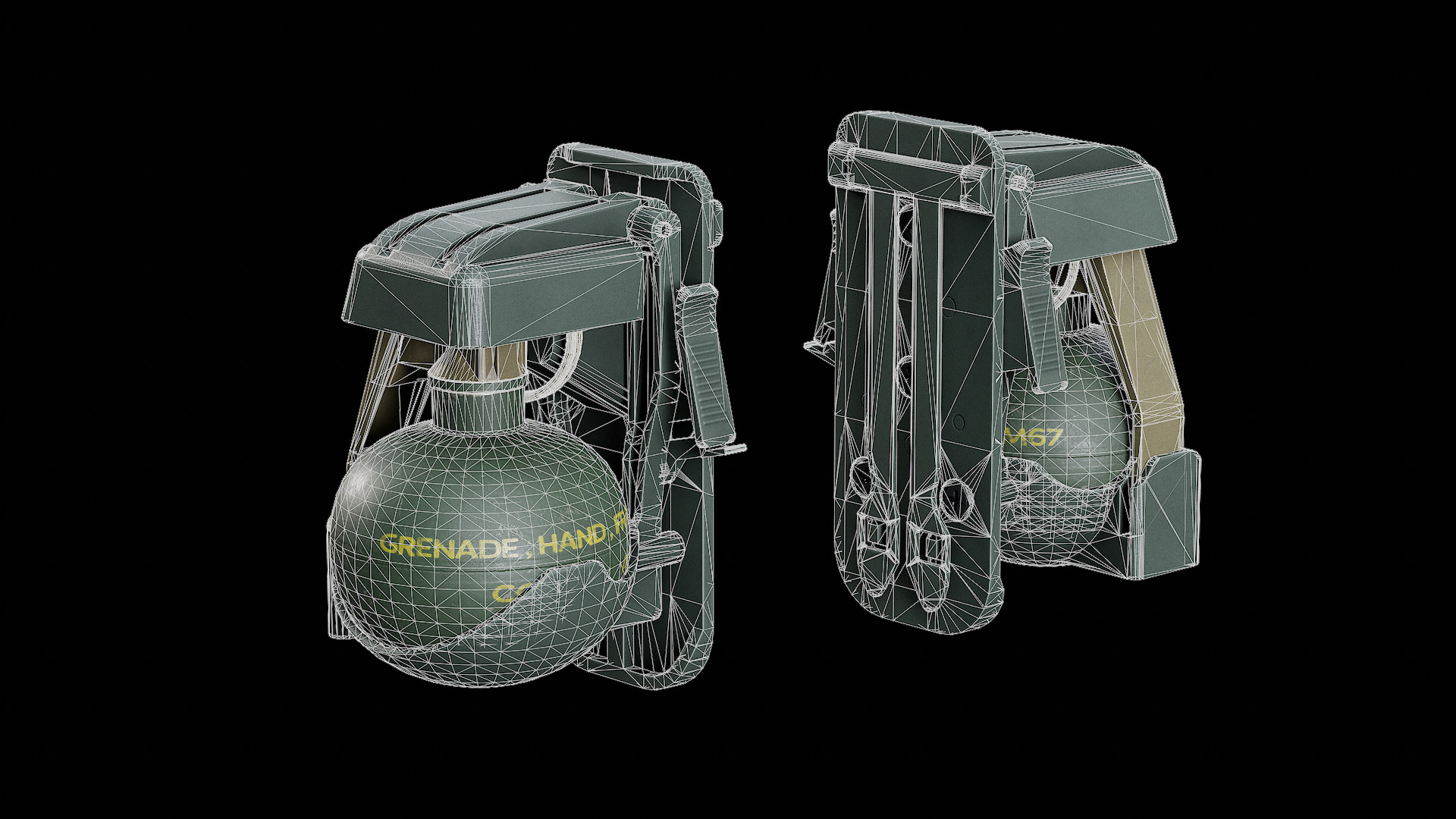 M67 Grenade with ACS Trigger Pouch Low-poly 3D model_6